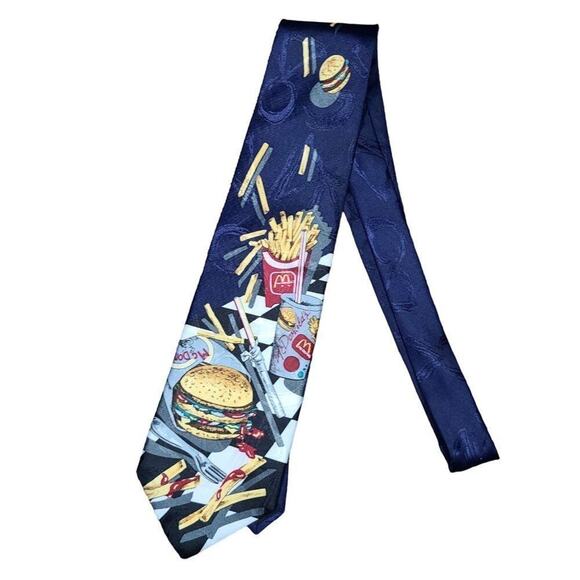 Vintage McDonald's Collection Men Accessories, 90's Burger & Fries Neck Tie RARE - Picture 1 of 5